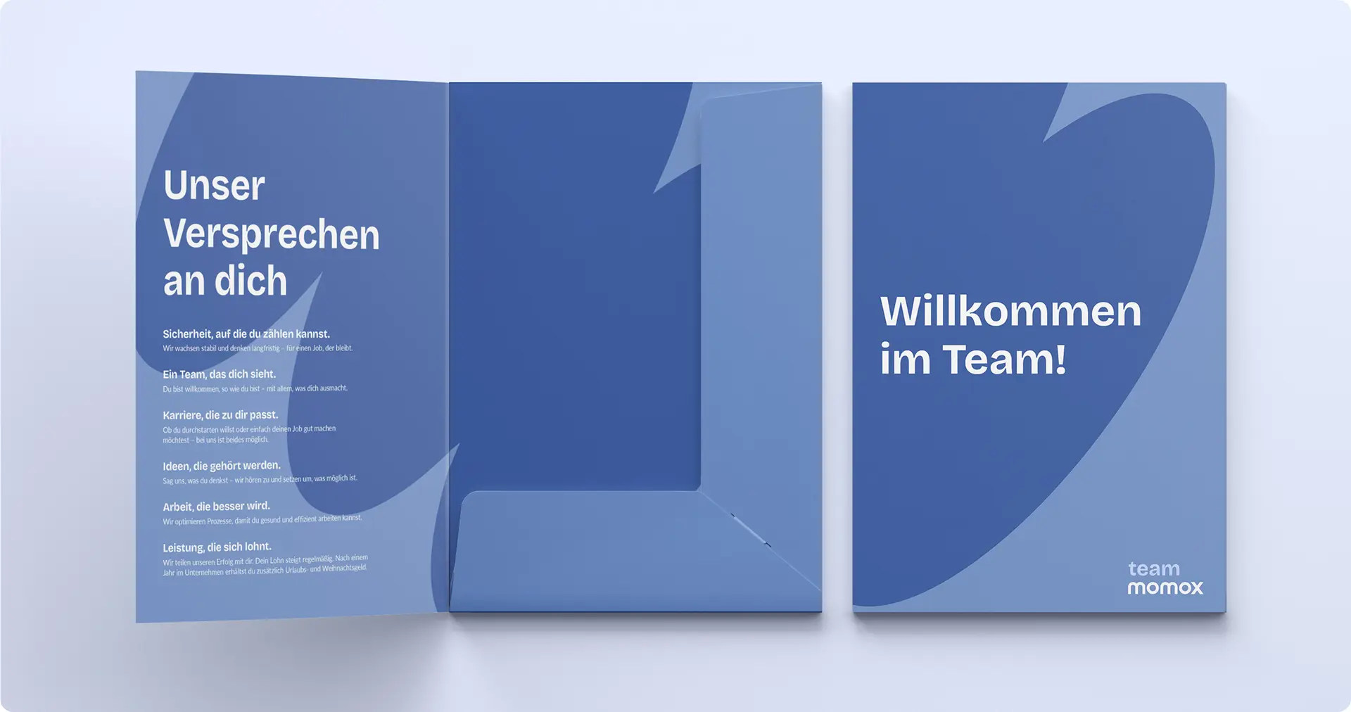 A picture of a blue momox brochure